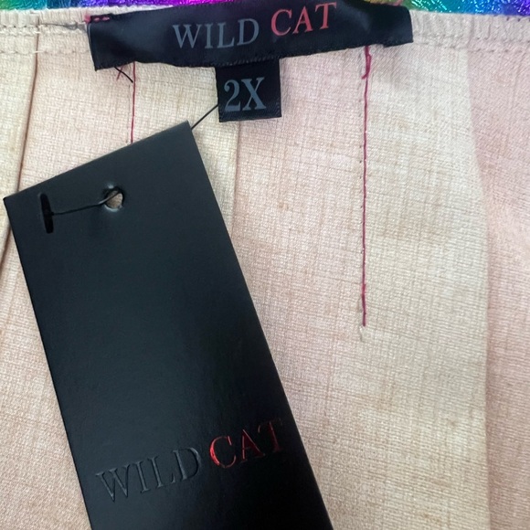 Rainbow Metallic Skirt Wild Cat pleated mini size 2X rainbowcore circle skater - Picture 3 of 10